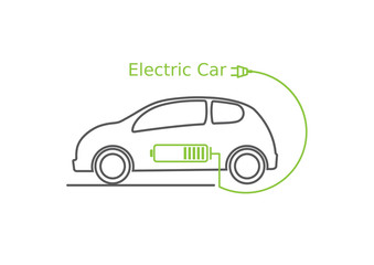 Fototapeta na wymiar Logo electric car .Side view of electric car
