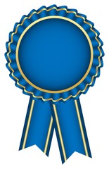 Blauer Ribbon mit goldener Kontur auf einem weißem isolierten Hintergrund als Vektor