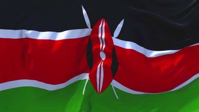 186. Kenya Flag Waving in Wind Slow Motion Animation . 4K Realistic Fabric Texture Flag Smooth Blowing on a windy day Continuous Seamless Loop Background.
