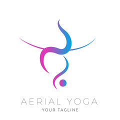 Abstract Aerial Yoga Silhouette Vector Logo 