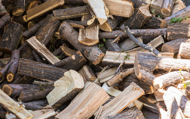 chopped firewood, Firewood stack for fire