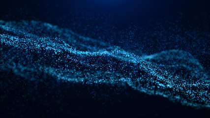 Wave of particles. Abstract particle. Data visualization. Abstract digital background. 4k rendering.