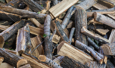 chopped firewood, Firewood stack for fire