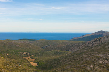 Ladscape with mountains and the sea in the background near Arta, Mallorca, Spain