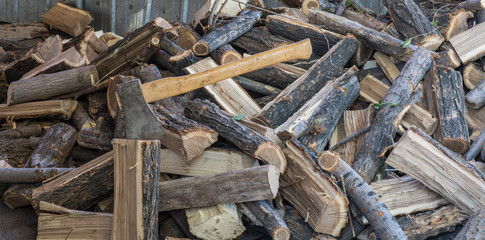 chopped firewood, Firewood stack for fire