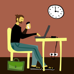 Businessman vector sketch for newspaper illustration website banner