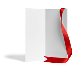 folded leaflet red ribbon bow paper template book desktop calendar