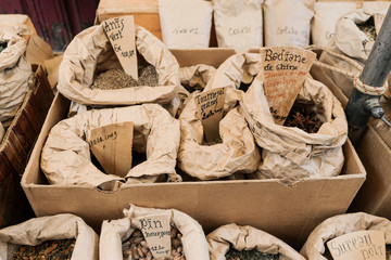 Spices stall in a french market