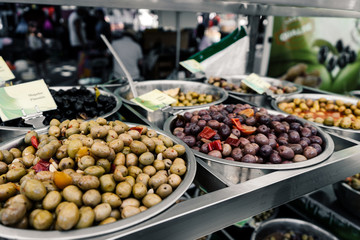 Olives ready to be sold in a french market