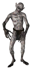 Zombie creature, full body isolated on white. 3D rendering.