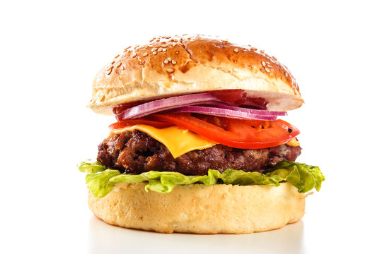 burger on a white background close up