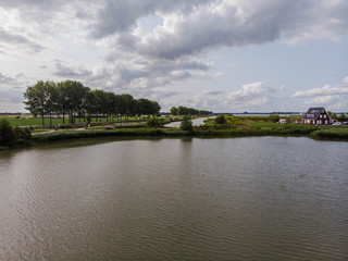 Fototapeta na wymiar Aerial shot over the dutch polder