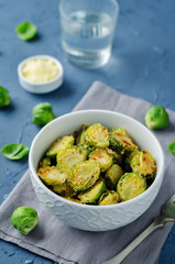 Parmesan Roasted Brussel Sprouts in a bowl