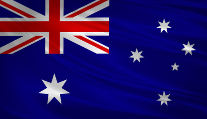 Australia flag blowing in the wind. Background texture. 3d rendering, waving flag.