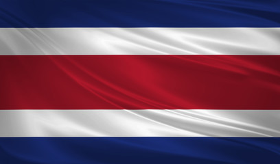 Costa Rica flag blowing in the wind. Background texture. 3d rendering, waving flag.