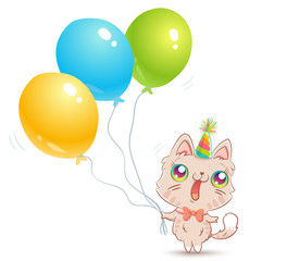Obraz na płótnie Canvas Cute cat with balloons.