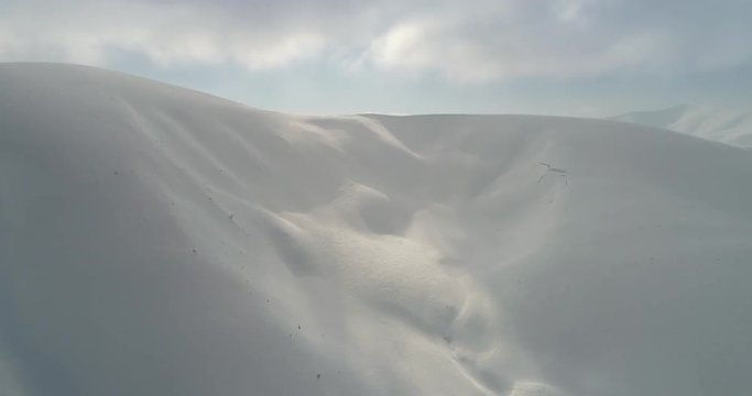 Aerial view: Transcarpathian mountains, Mount Gemba, Beutifull winter, skiing resort, Pilipets, Ukraine