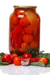 Marinated tomatoes and fresh vegetables