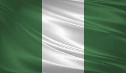 Nigeria flag blowing in the wind. Background texture. 3d rendering, waving flag