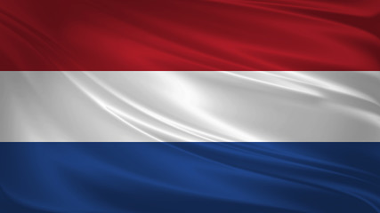 Netherlands flag blowing in the wind. Background texture. 3d rendering, wave.