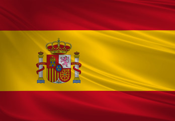 Spain flag blowing in the wind. Background texture. 3d rendering, wave.