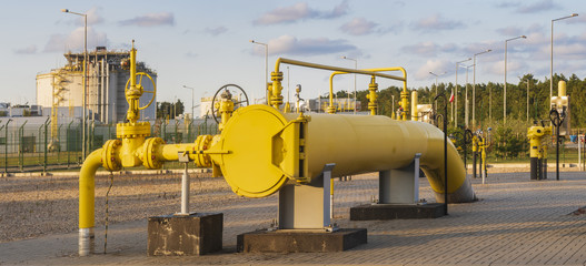 gas valve at the LNG terminal, panorama