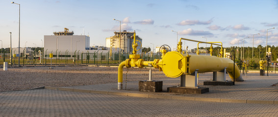 gas valve at the LNG terminal, panorama