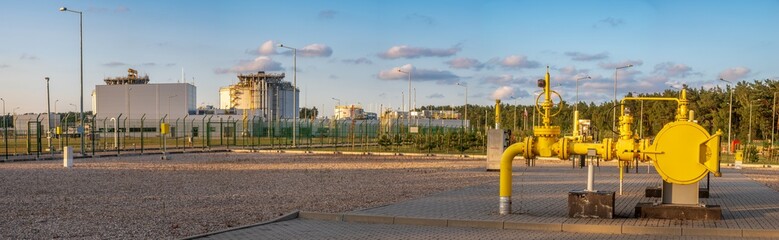 gas valve at the LNG terminal, panorama