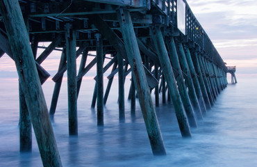 Long Camera Exposure of Pier During Sunrise in Myrtle Beach