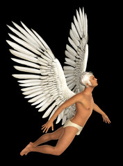 Obraz premium Angel isolated on black background. 3D rendering.