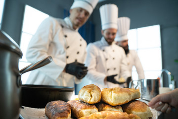 Three cooks bake pies