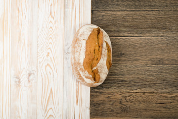 Freshly Baked Traditional Bread on Rustic Background