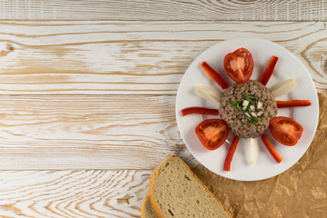 Buckwheat Porridge Isolated on White Background Top View