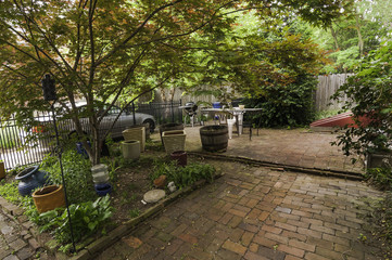 Naklejka premium Outdoor patio with brick