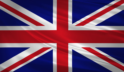 United Kingdom flag blowing in the wind. Background texture. 3d rendering, wave.