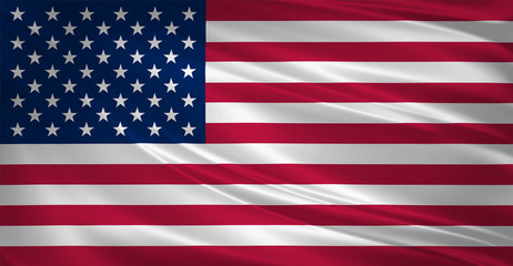 United states flag blowing in the wind. Background texture. 3d rendering, wave.
