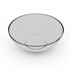 Collection of Glass objects. Glass empty rice bowl, isolated on white background. 3D Illustration.;