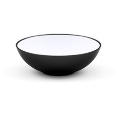 Collection of porcelain objects. Empty rice bowl, isolated on white background. 3D Illustration.