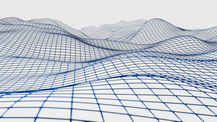 Wireframe mesh surface 3d illustration