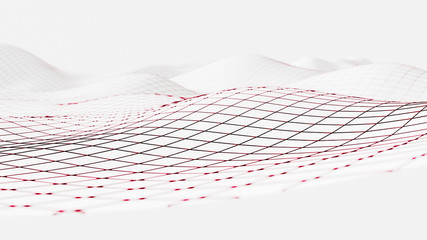 Wireframe mesh surface 3d illustration
