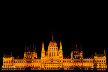 Fototapeta premium Hungarian Parliament Building, Orszaghaz, Budapest by night, Budapest in Hungary