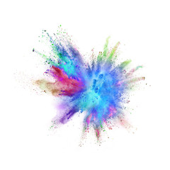 Fototapeta na wymiar Colored powder explosion on white background.