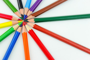 Fototapeta premium Colour crayons in circle