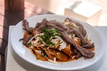 Traditional Mexican Red Chilaquiles