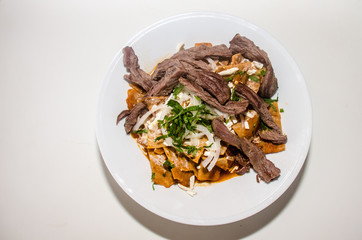 Traditional Mexican Red Chilaquiles