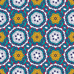 Seamless pattern, traditional elements. Colorful   Ethnic design .  Tribal texture with a mandala element.