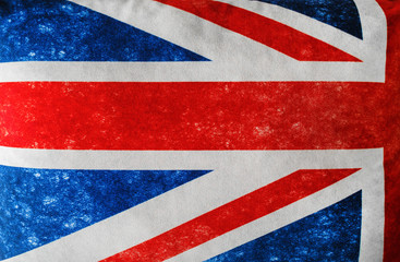 British flag background with cloth texture. Great Britain symbol. Union Jack.