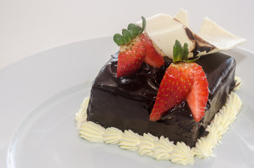 Chocolate Cake decorated with strawberries