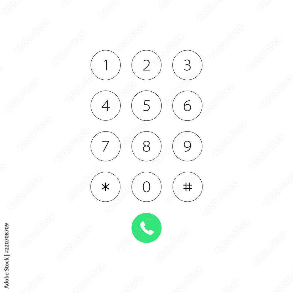 Poster keypad with numbers for phone. user interface keypad for smartphone. vector illustration template.