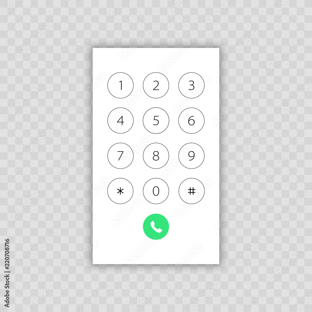 Poster keypad with numbers for phone. user interface keypad for smartphone. vector illustration template.